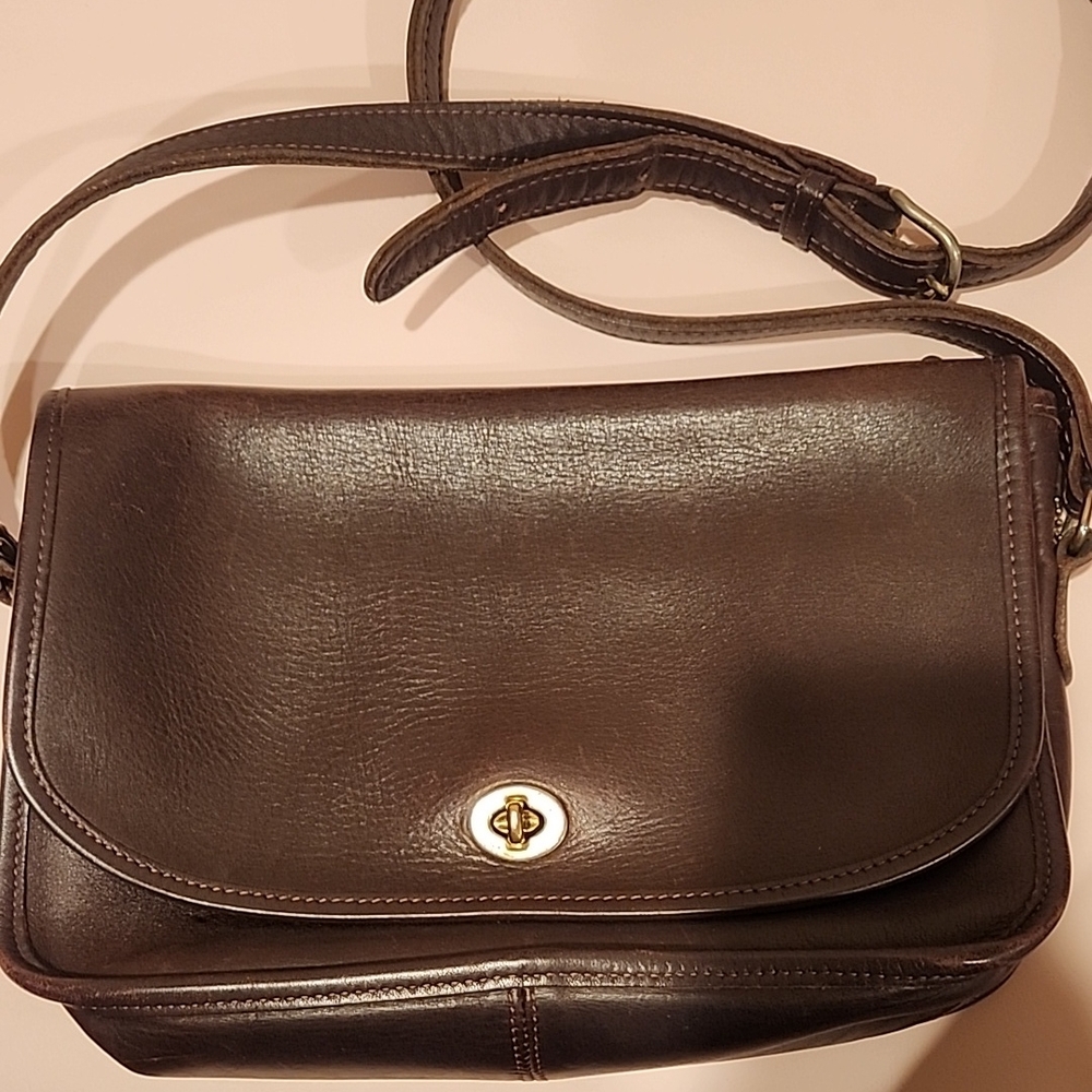 Vintage Coach Brown Leather Crossbody Bag